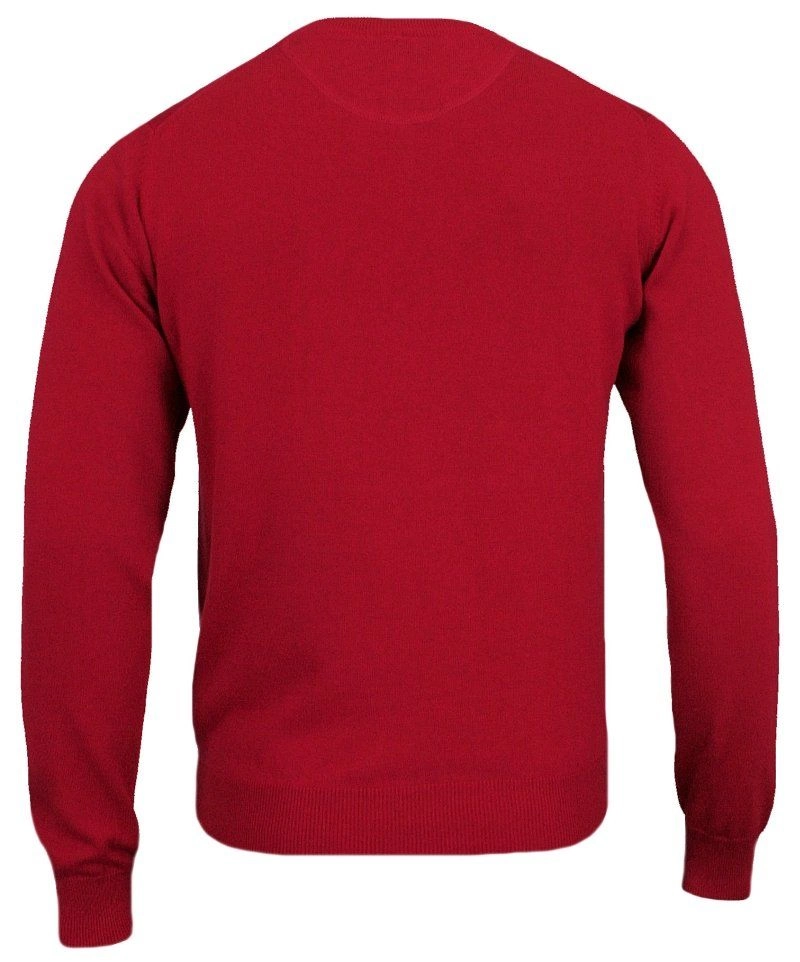 Sweter Czerwony (U-neck) -Adriano Guinari- Klasyczny, Męski, Okrągły Dekolt
