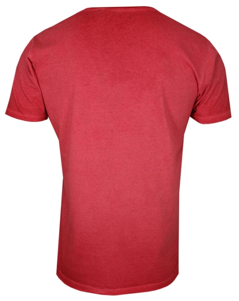 Czerwony T-Shirt (Koszulka) Bez Nadruku -BRAVE SOUL- Męski, Okrągły Dekolt, Krótki Rękaw