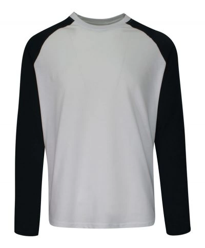 Dwukolorowy T-Shirt Męski, Biało-Czarny, Koszulka z Długim Rękawem, Longsleeve -BRAVE SOUL