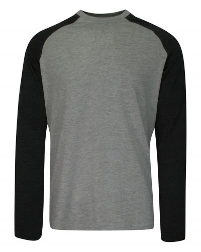 Dwukolorowy T-Shirt Męski, Szaro-Czarny, Koszulka z Długim Rękawem, Longsleeve -BRAVE SOUL