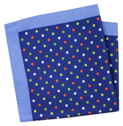 Granatowa Poszetka CHATTIER w Kolorowe Groszki, Kropki
