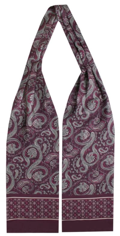 Elegancki Fular Męski - His Story - Bordo, Wzór Paisley