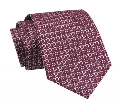 Elegancki, Klasyczny, Męski Krawat -ALTIES - Czerwony w Geometryczny Wzór