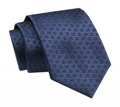 Elegancki, Klasyczny, Męski Krawat -ALTIES - Jednokolorowy, Granatowy