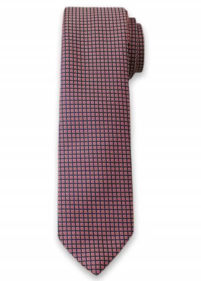 Krawat Męski w Drobne Kwadraciki, Figury Geometryczne - 6 cm - Alties, Różowy