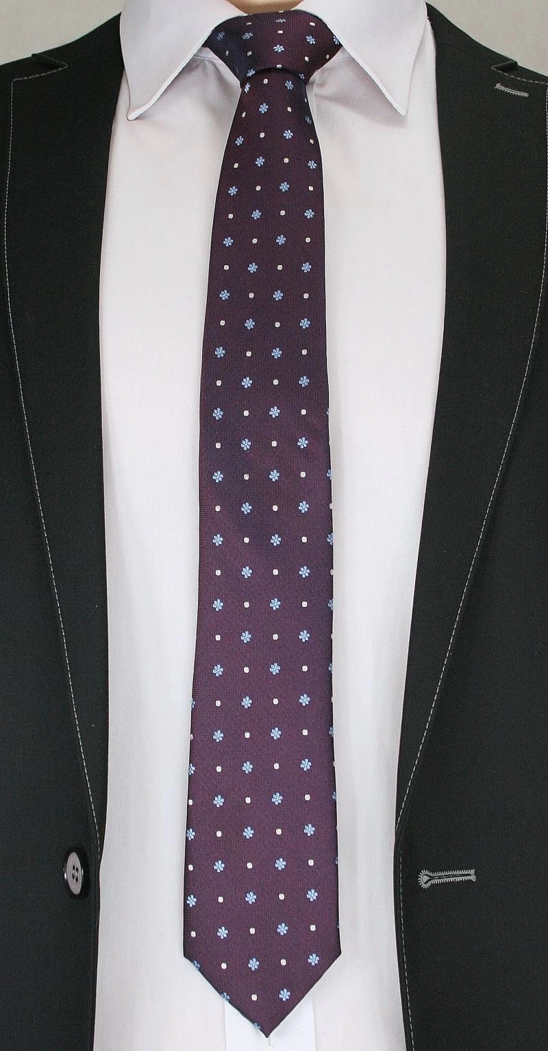 Casualowy Krawat Męski w Kropki i Kwiatki -6,5cm- Chattier, Kolorowy 