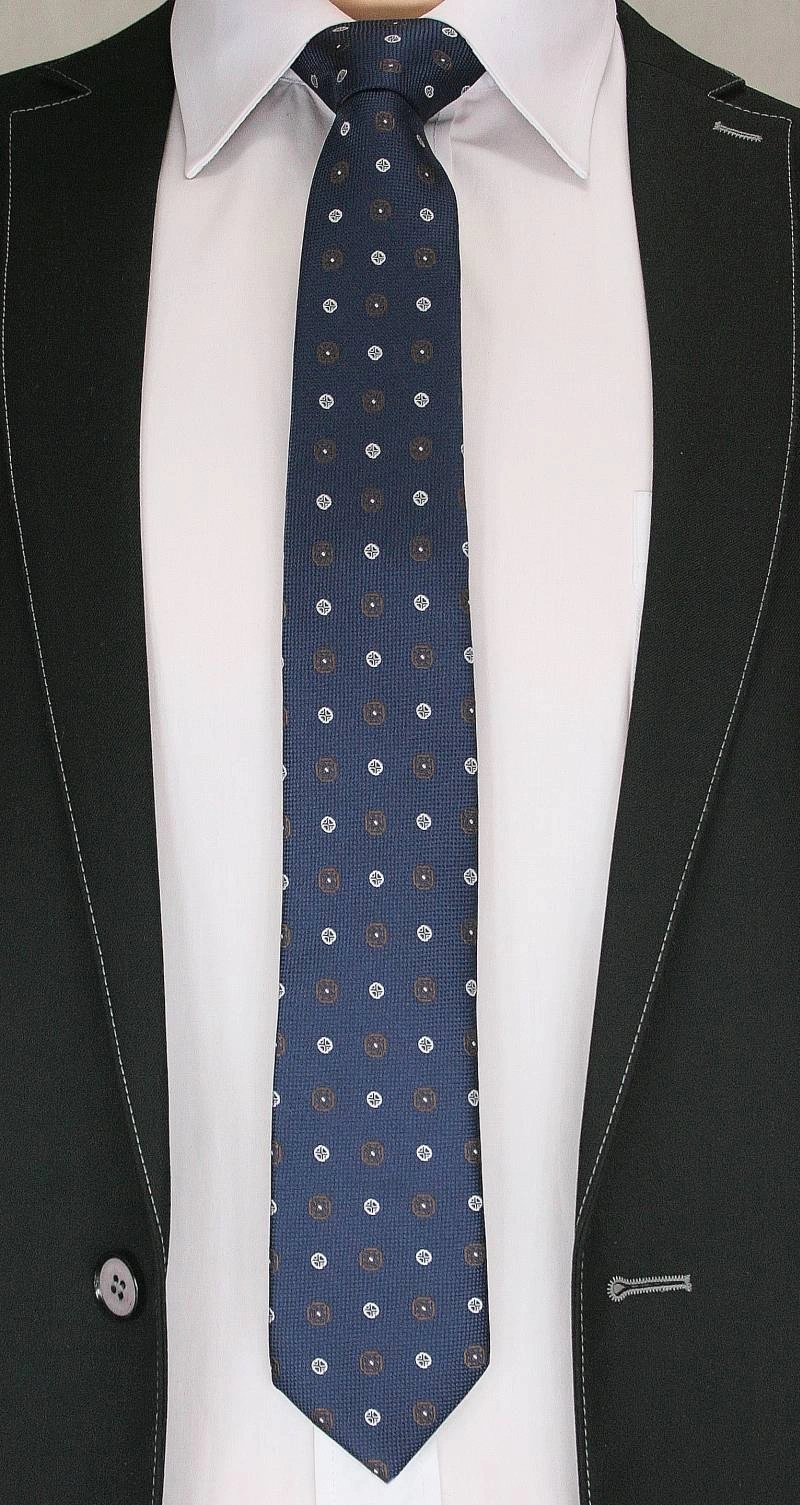 Stylowy Krawat Męski w Grochy i Kwiatki- Chattier- 6,5cm- Kolorowy