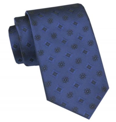 Elegancki Krawat Męski Angelo di Monti - Atramentowy w Geometryczny Wzór