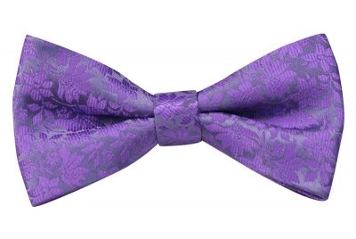 Fioletowa Elegancka Mucha -EM Men's Accessories- Męska, Wzór w Kwiaty