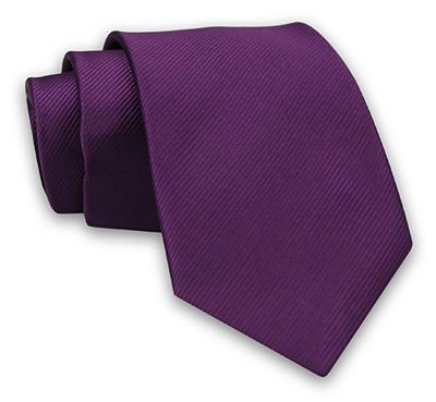 Fioletowy Elegancki Klasyczny Męski Krawat -Angelo di Monti- 7 cm, Jednokolorowy, w Delikatne Prążki