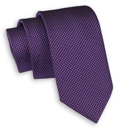 Fioletowy Elegancki Krawat -Chattier- 6cm, Męski, w Drobny Rzucik, Kaszkę