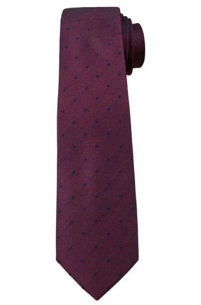 Fioletowy Elegancki Krawat w Granatowe Kropki -ALTIES- 6 cm, Groszki, Męski