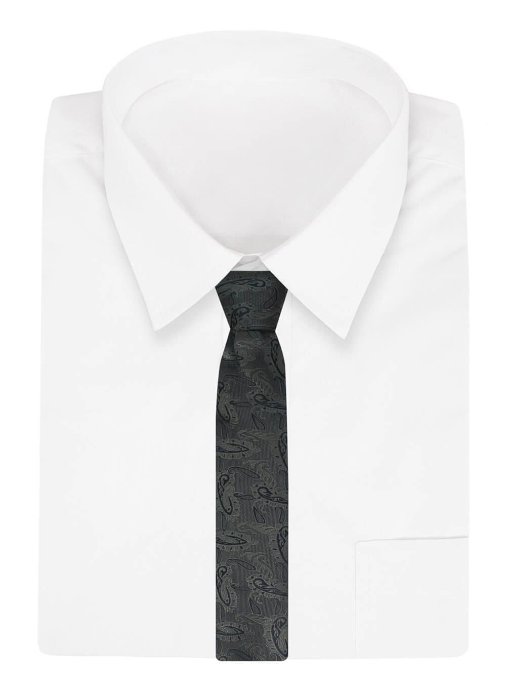 Grafitowy Krawat Męski, Klasyczny, Szeroki 8 cm, Elegancki -CHATTIER