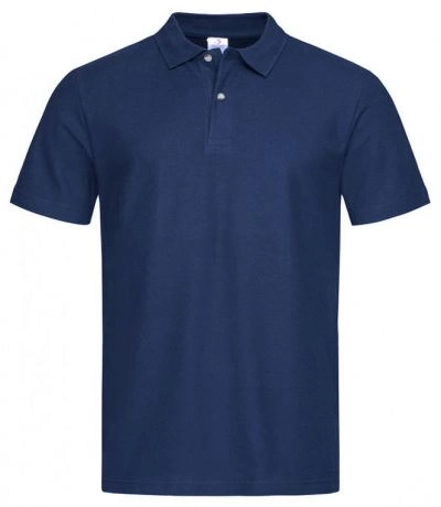 Granatowa Bawełniana Koszulka POLO -STEDMAN- Męska, Krótki Rękaw, z Kołnierzykiem, Casualowa