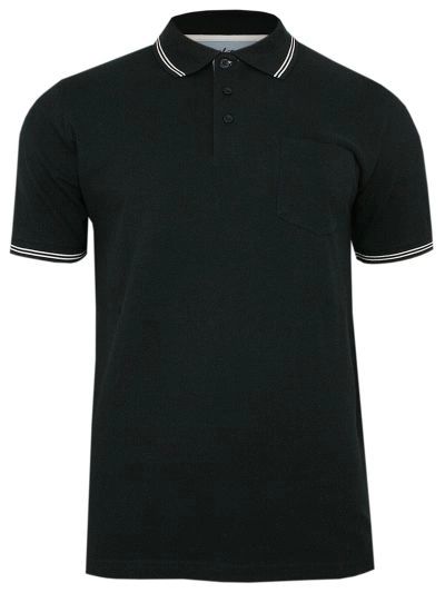 Granatowa Koszulka POLO z Lamówką, Męska, Krótki Rękaw -PAKO JEANS- T-shirt, z Kieszonką