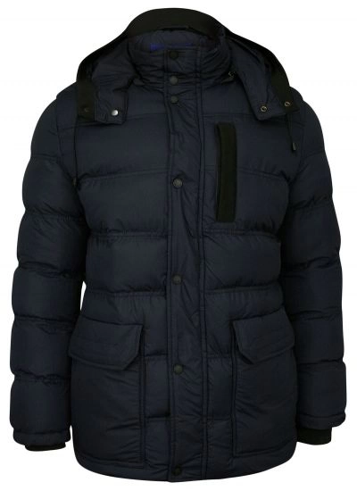 Granatowa, Ocieplana Kurtka Zimowa z Kapturem - Gustaff