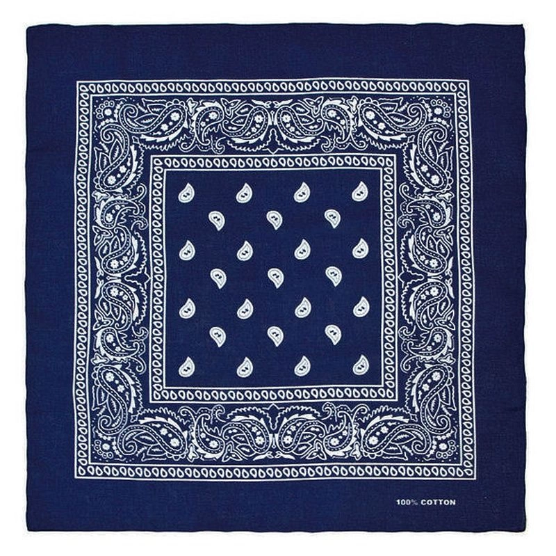 Granatowo-Biała Bandana, Bandamka Męska -Pako Jeans- 100% Bawełna, Wzór Paisley