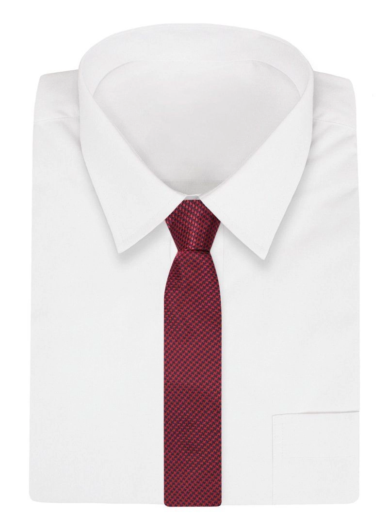 Granatowo-Czerwony Elegancki Krawat -Chattier- 7cm, Męski, w Pepitkę