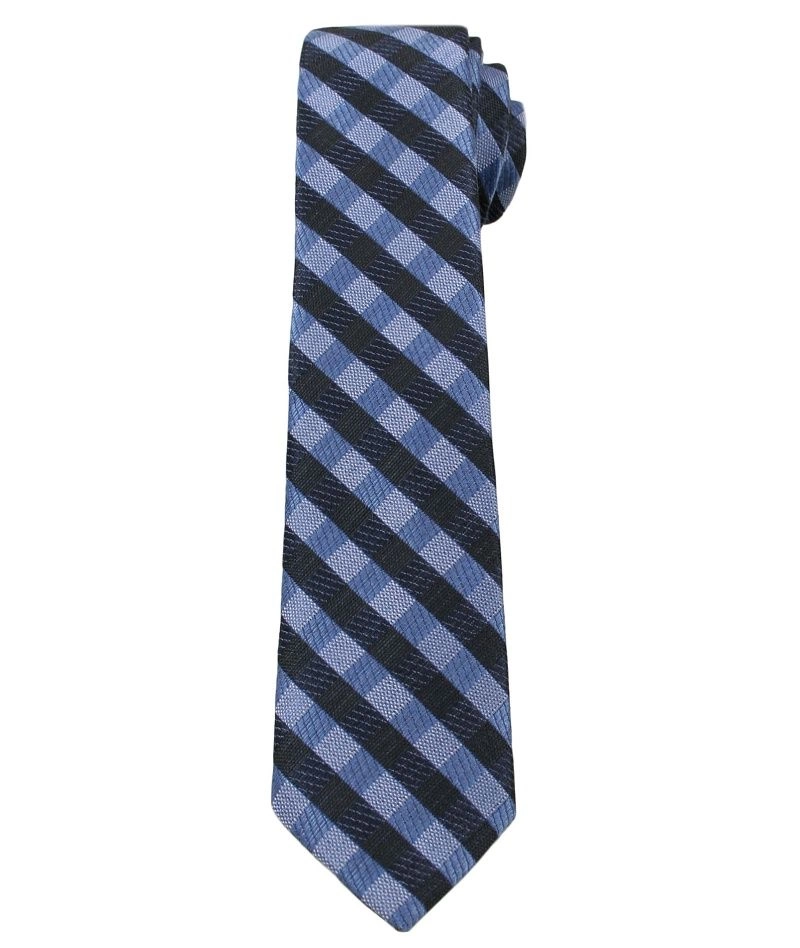 Granatowo-Niebieski Elegancki Krawat Męski -ALTIES- 6 cm, w Kratkę