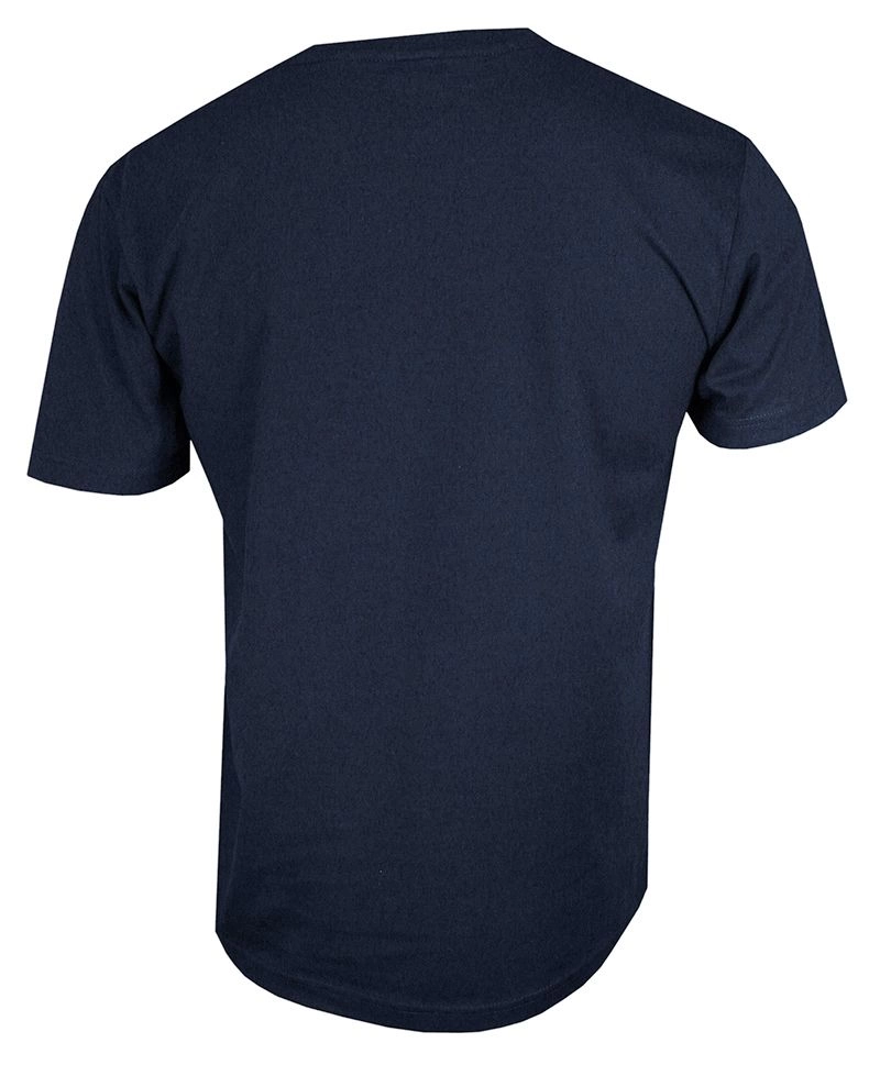 Granatowy Bawełniany T-Shirt w Serek, Męski Bez Nadruku -STEDMAN- Koszulka, Krótki Rękaw, V-neck