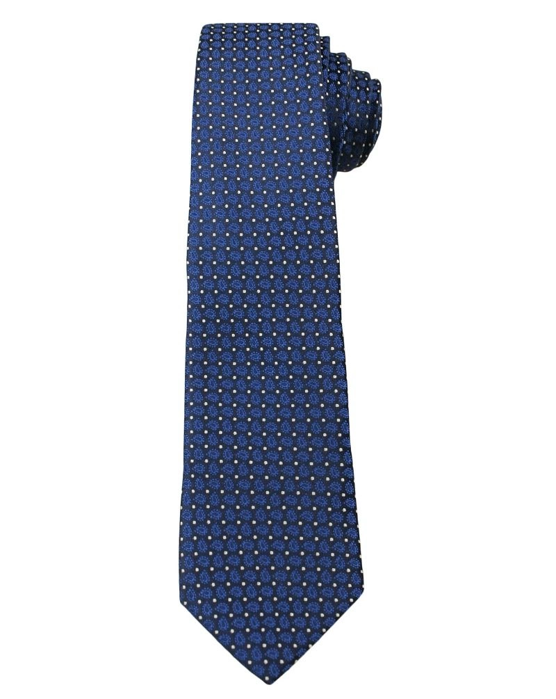 Granatowy Elegancki Krawat w Drobny Wzór Paisley -ALTIES- 6 cm, Męski