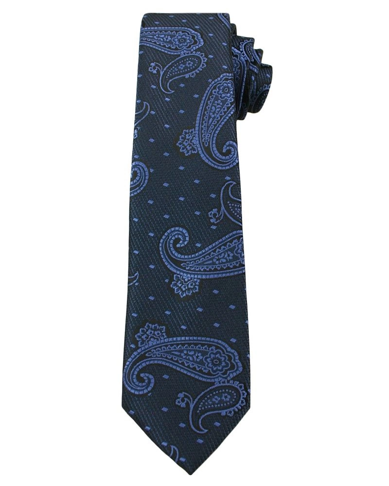 Granatowy Elegancki Krawat w Łezki -ALTIES- 6 cm, Męski, Paisley