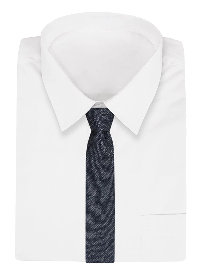 Granatowy Elegancki Męski Krawat -ALTIES- 7cm, Stylowy, Klasyczny, Melanżowy, Cieniowany