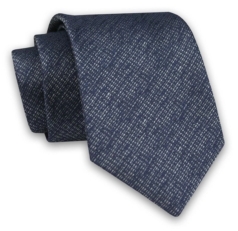 Granatowy Elegancki Męski Krawat -ALTIES- 7cm, Stylowy, Klasyczny, Melanżowy, Cieniowany