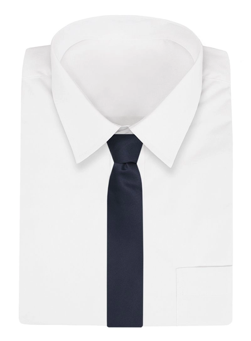 Granatowy Jednokolorowy Męski Krawat -Chattier- 8cm, Klasyczny, Elegancki, Gładki, Szeroki