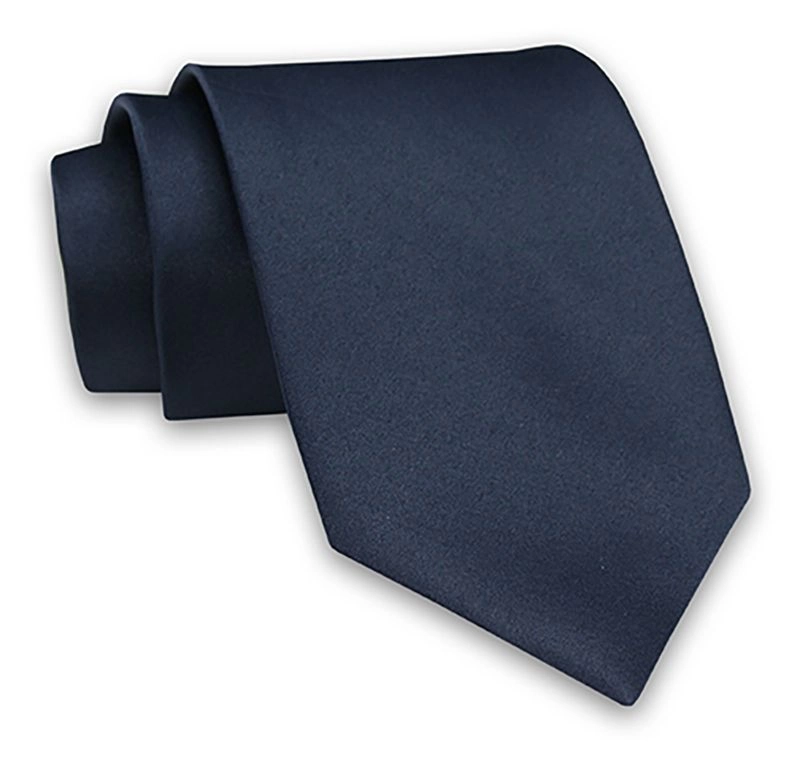 Granatowy Jednokolorowy Męski Krawat -Chattier- 8cm, Klasyczny, Elegancki, Gładki, Szeroki
