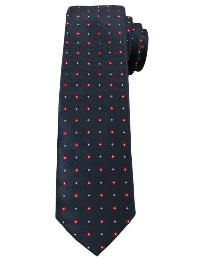Krawat Męski w Kolorowe Groszki - 6 cm - Angelo di Monti, Ciemny Granatowy