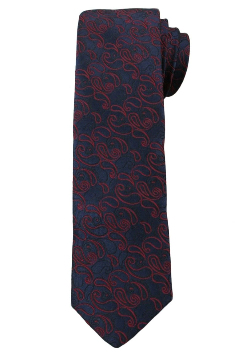 Męski Krawat w Oryginalny Wzór- PAISLEY - 6 cm - Angelo di Monti, Granatowo-Różowy