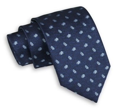 Granatowy Męski Krawat -Chattier- 7,5cm, Klasyczny, Szeroki, Elegancki, w Niebieski Wzór Paisley