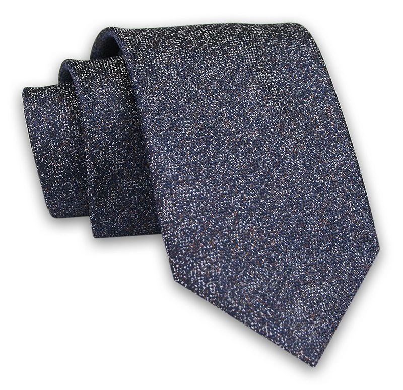 Granatowy Męski Krawat -Chattier- 7 cm, Klasyczny, Elegancki, Melanżowy, Szeroki, w Drobny Rzucik