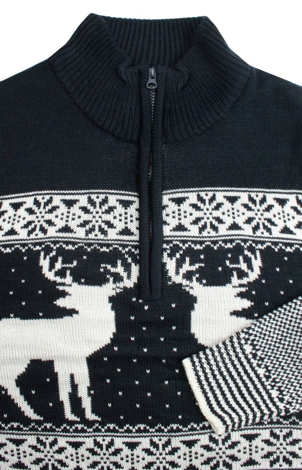 Granatowy Sweter Świąteczny, Norweskie Wzory - Brave Soul
