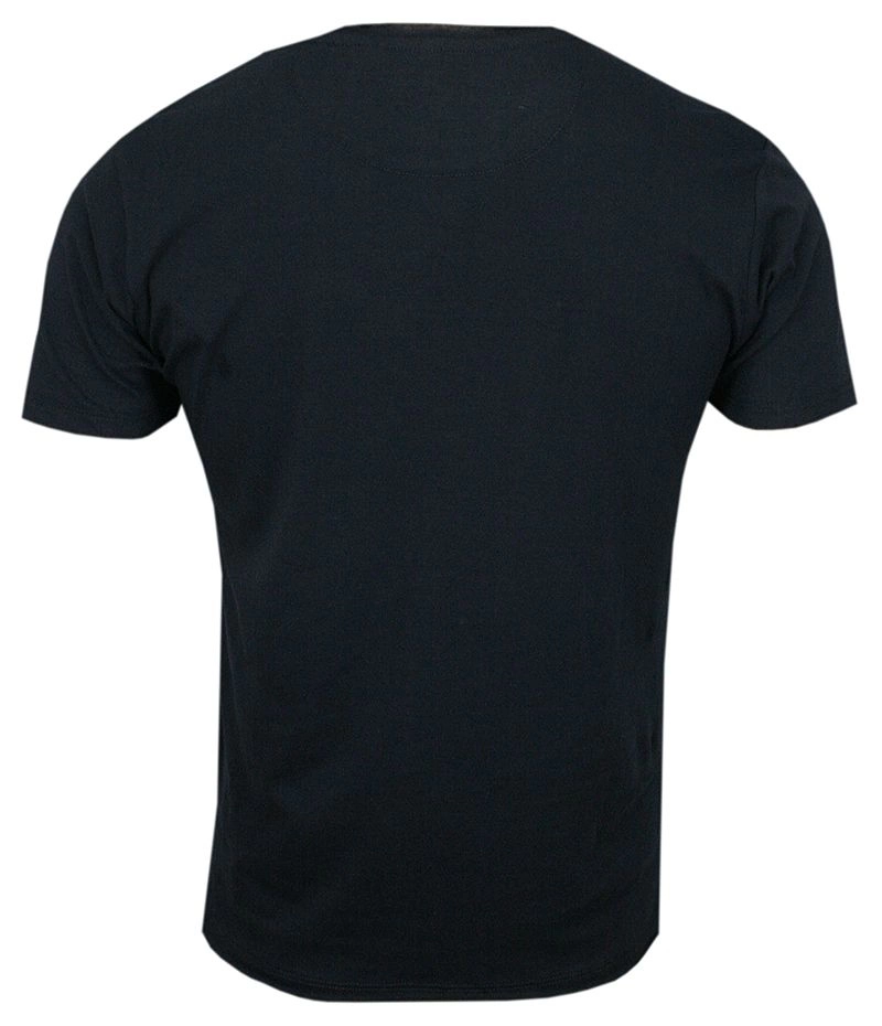 Granatowy T-Shirt (Koszulka) Bez Nadruku -BRAVE SOUL- Męski, Okrągły Dekolt, Postrzępione Brzegi