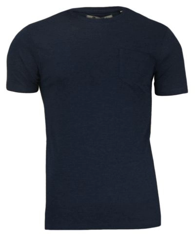 Granatowy T-Shirt (Koszulka) z Kieszonką, Bez Nadruku - Brave Soul- Męski, 100% Bawełna