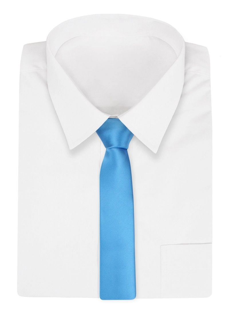 Jasny Niebieski Stylowy Krawat (Śledź) Męski -ALTIES- 5 cm, Wąski, Gładki