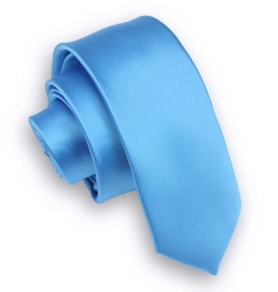 Jasny Niebieski Stylowy Krawat (Śledź) Męski -ALTIES- 5 cm, Wąski, Gładki