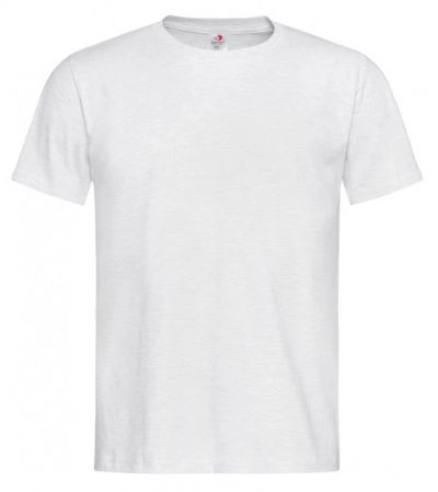 Jasny Szary Bawełniany T-Shirt Męski Bez Nadruku -STEDMAN- Koszulka, Krótki Rękaw, Basic, U-neck