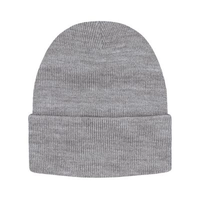 Jednokolorowa Czapka Zimowa Typu Beanie – Zimowa - Szary Melanż