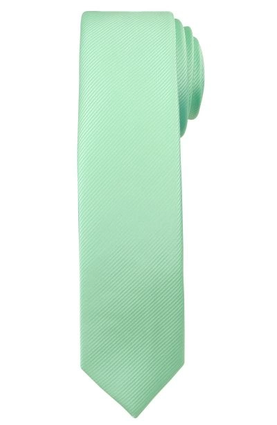 Jednokolorowy Krawat Męski, Śledź - 5 cm - Angelo di Monti, Jasnozielony