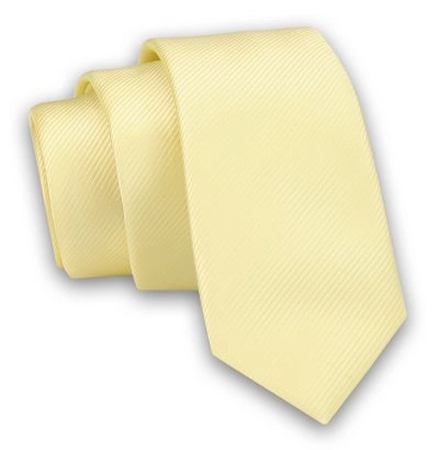 Jednokolorowy Krawat Męski, Śledź - 5 cm - Angelo di Monti, Kanarkowy
