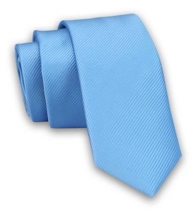 Jednokolorowy Krawat Męski, Śledź - 5 cm - Angelo di Monti, Niebieski