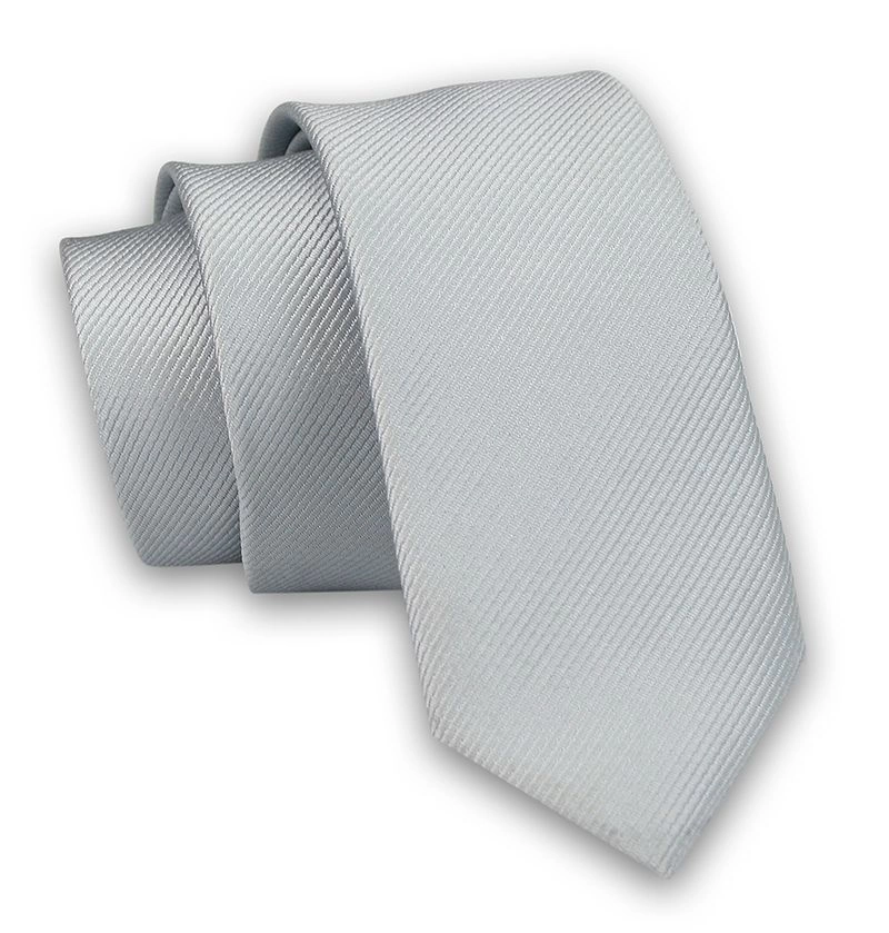 Szary Jednokolorowy Krawat Męski, Śledź - 5 cm - Angelo di Monti, Popiel