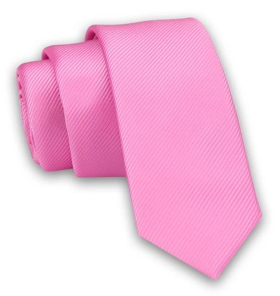Jednokolorowy Krawat Męski, Śledź - 5 cm - Angelo di Monti, Różowy