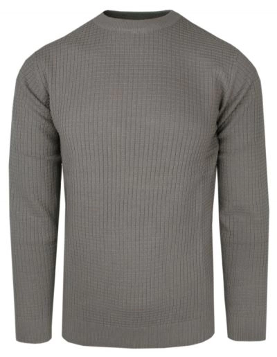 Jednokolorowy, Męski Sweter Bawełniany  - Adriano Guinari - Ciemny Beż