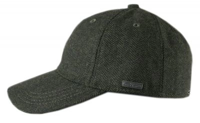 Jesienno Zimowa Czapka z Daszkiem, z Wełną, Jodełka - Pako Jeans - Ciemna Zieleń