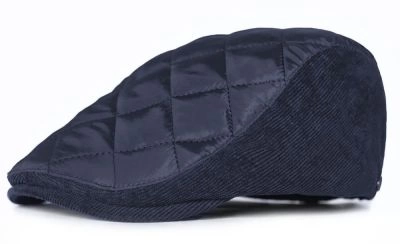 Jesienno Zimowy Kaszkiet Męski - Pikowanie - Pako Jeans - Granatowy