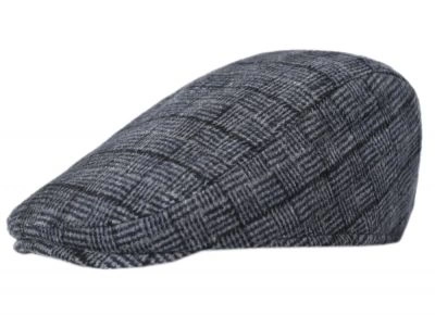 Kaszkiet Jesienno-Zimowy Grafitowo-Granatowy z Gumką z Dodatkiem Wełny, Męski - Pako Jeans